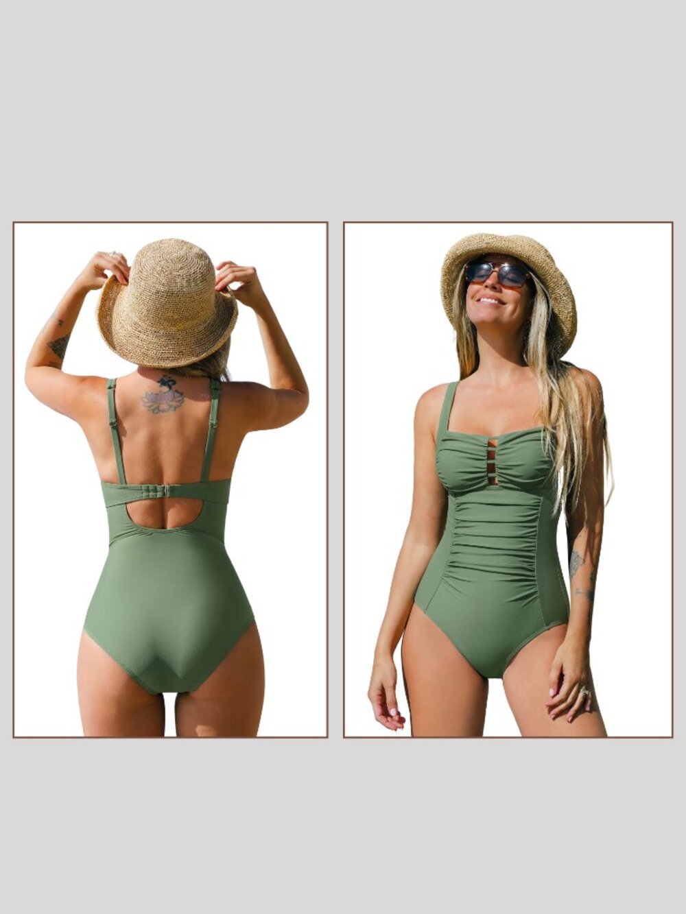 Cupshe Moss Magic Tummy Control One-Piece Swimsuit Medium